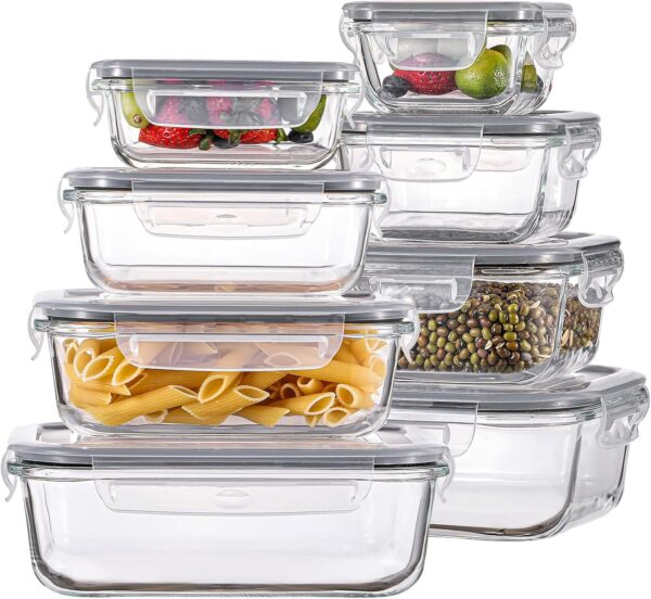 HOMBERKING 8 Pack Glass Food Storage