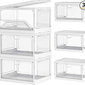 Clear Storage Bin with Lid 3 Pack 【Stackable