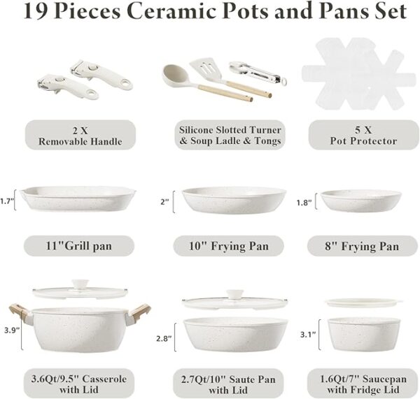 19 Pcs Pots and Pans Set Non Stick Ceramic - Image 2