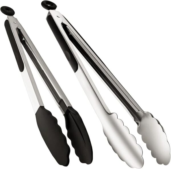 Kitchen Tongs Set of 2-Stainless Steel Tong for