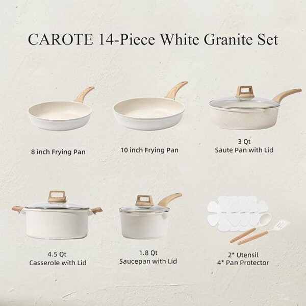 CAROTE 14 Pcs Pots and Pans Set - Image 2