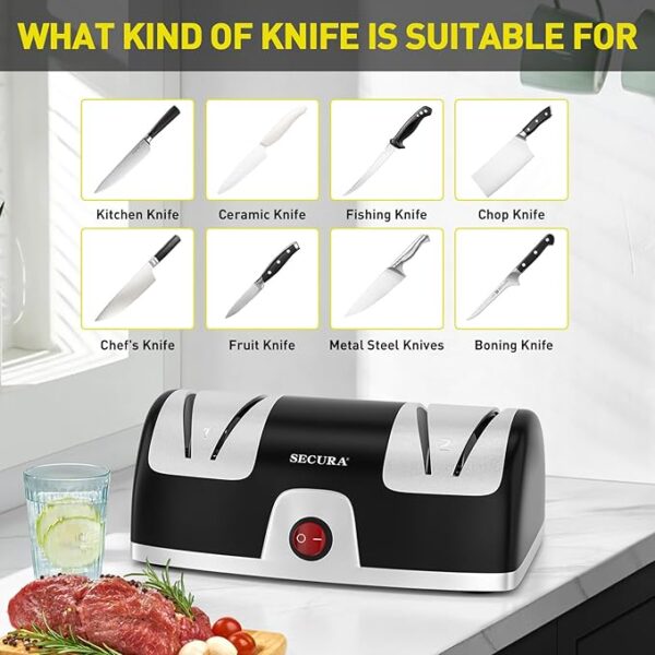 Secura 2-Stage Electric Knife Sharpener with - Image 2