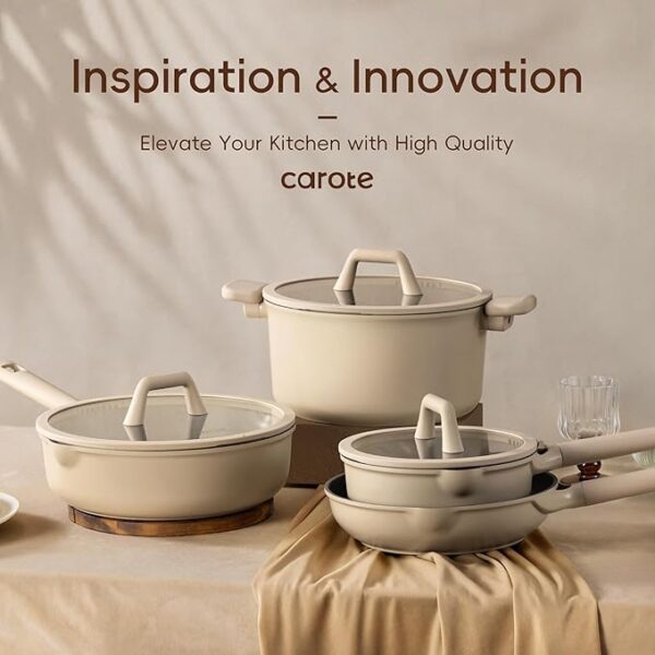 CAROTE 19pcs Nonstick Cookware Set, Pots - Image 2