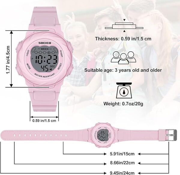 SOCICO Kids Digital Watches for Girls Boys, - Image 3