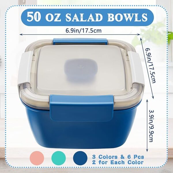 Tessco 6 Pcs Salad Lunch Container 50 oz Salad - Image 2