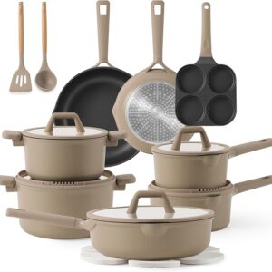 CAROTE 19pcs Nonstick Cookware Set, Pots