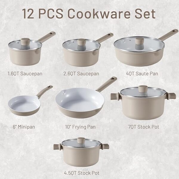 CAROTE Ceramic Cookw Set 12 Piece,are - Image 2
