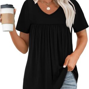 WEESO Womens T Shirts Short Sleeve Pleated
