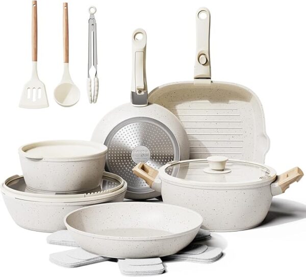 19 Pcs Pots and Pans Set Non Stick Ceramic