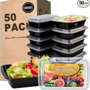 50 Pack- Meal Prep Containers 32oz