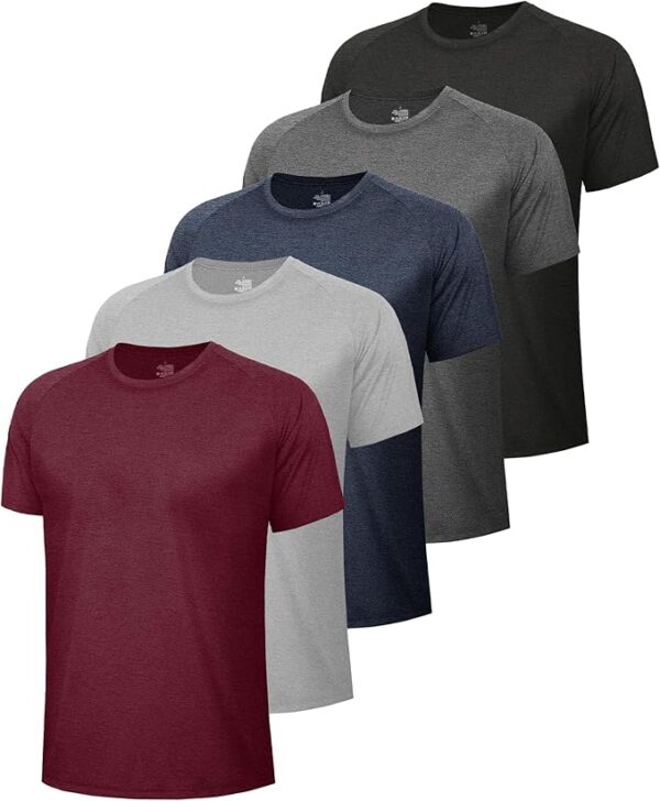 5 Pack Workout Shirts for Men-Dry Fit Black