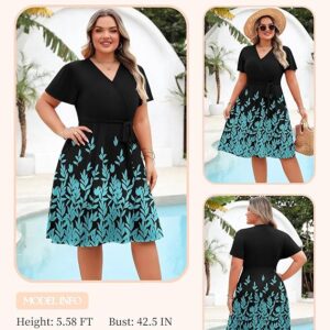 IN'VOLAND Women's Plus Size V Neck Midi