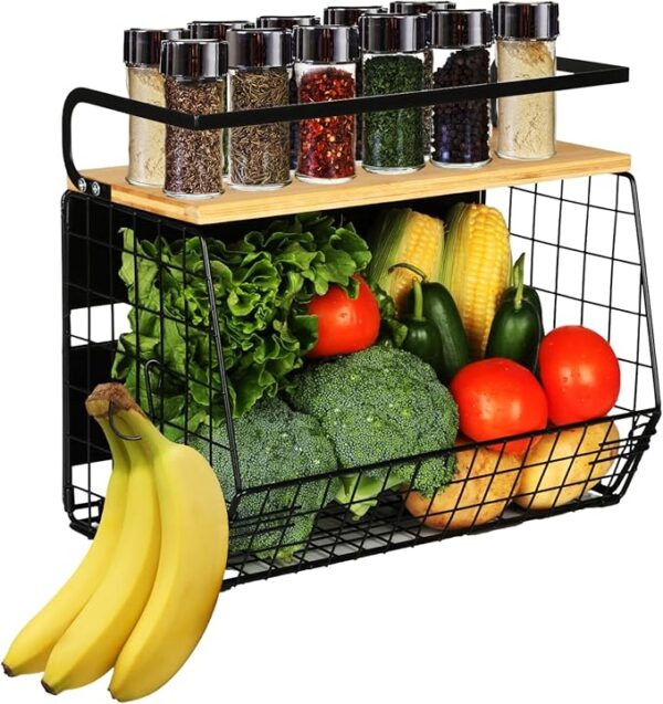 Magnetic Shelf for Fridge with Wood Lid, Fruit