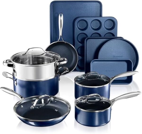 Granitestone 15 Pc Kitchen Pots and Pans Set Non Stick