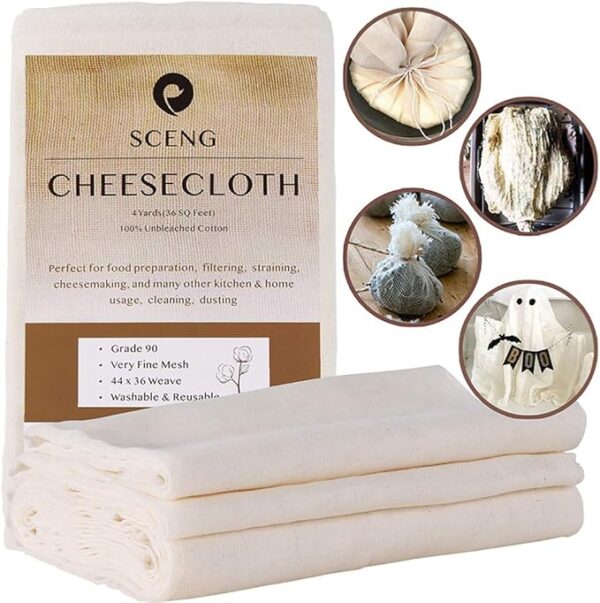 Cheesecloth, Grade 90, 36 Sq Feet, Reusable,