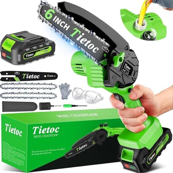 Tietoc Chainsaw 6 Inch Mini Electric Chainsaw Cordless