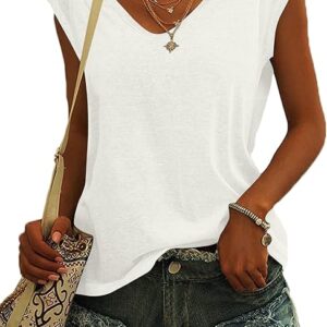 AUSELILY Womens Cap Sleeve T-Shirt Casual