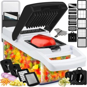 25-in-1 Vegetable Chopper & Mandoline Slicer – Food Chopper with Container