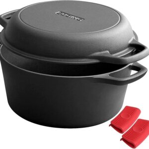 2-in-1 Pre-Seasoned Cast Iron Dutch Oven Pot