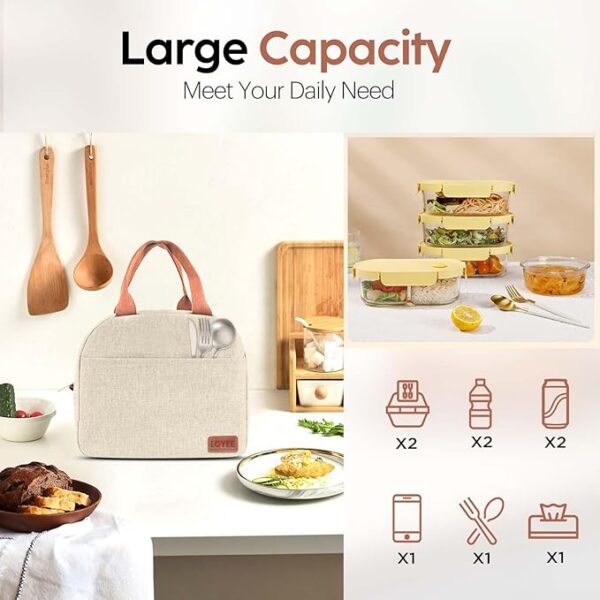Lunch Bag Lunch Box for Women & Men, Large Capacity Insulated - Image 2