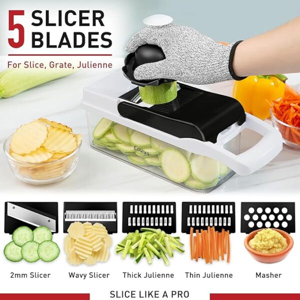 25-in-1 Vegetable Chopper & Mandoline Slicer – Food Chopper with Container - Image 2