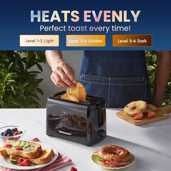 Elite Gourmet ECT1027B Cool Touch Toaster - Image 2