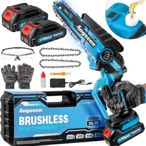Mini Chainsaw 6 Inch, 2025 Upgrade 1000W Brushless Motor