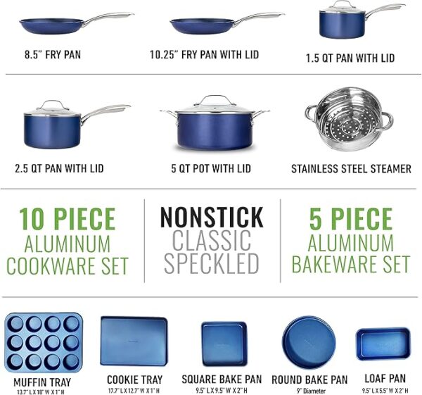 Granitestone 15 Pc Kitchen Pots and Pans Set Non Stick - Image 2