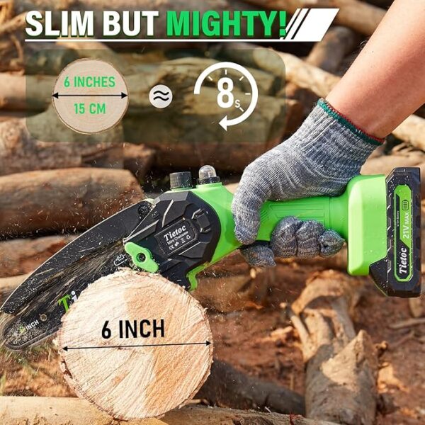 Tietoc Chainsaw 6 Inch Mini Electric Chainsaw Cordless - Image 2