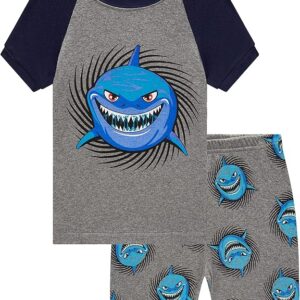 KikizYe Boys Short Sleeve Pajamas Kids Summer Pjs Children Pajamas