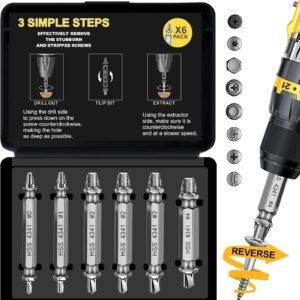 Screw Extractor Set – 6-Piece Damaged Screw and Bolt Remover Kit for Power Drills